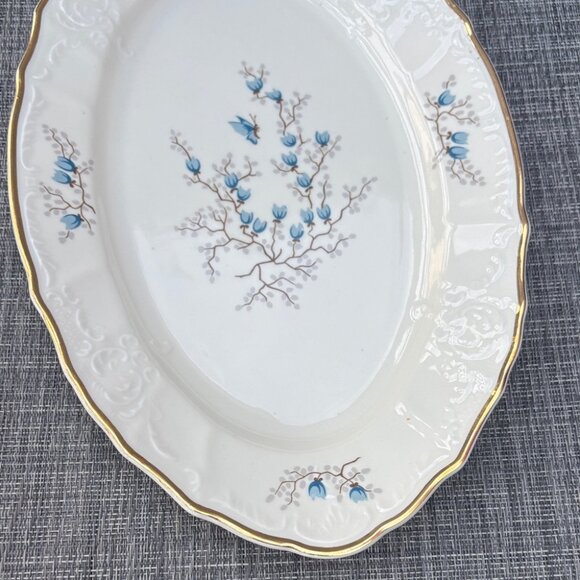 Bernadotte Porcelain Floral Oval Platter Plate with Gold Trim Czechoslovakia - Picture 6 of 10